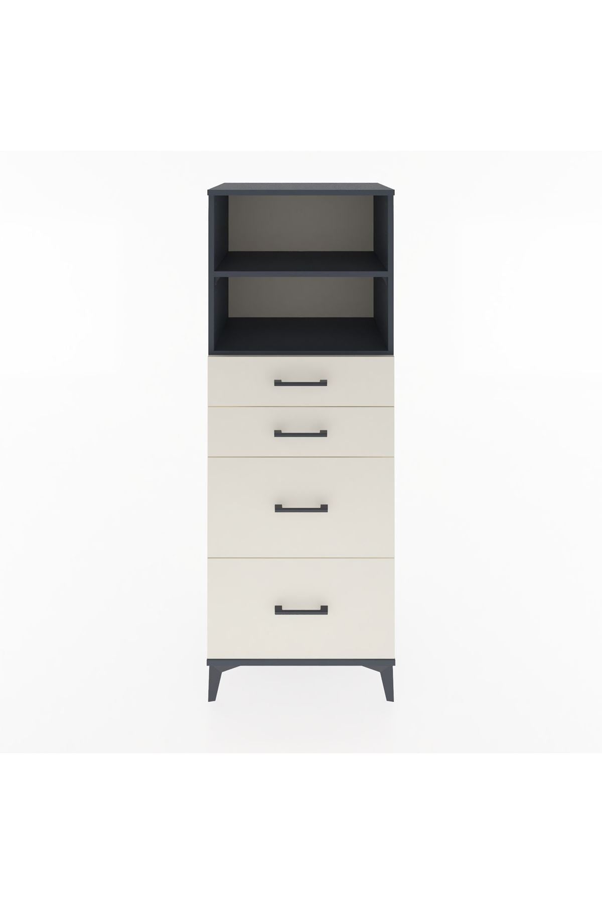 Hyperion Dolap 2 Raflı 4 Çekmeceli 60x44x163 Antrasit-Aytaşı