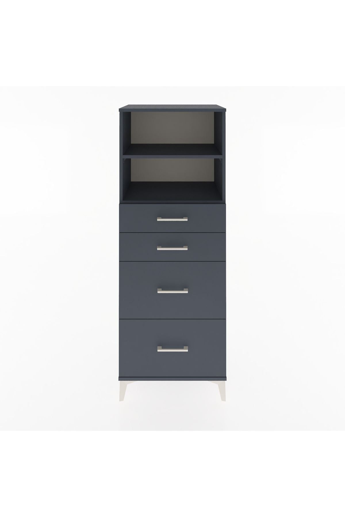 Hyperion Dolap 2 Raflı 4 Çekmeceli 60x44x163 Antrasit-Antrasit