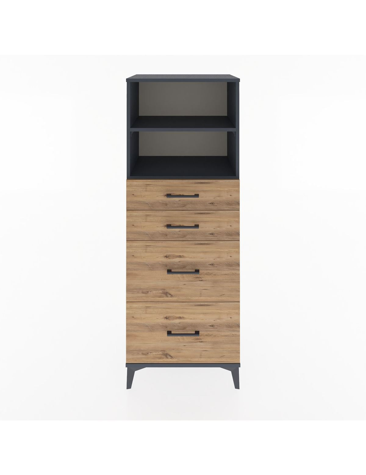 Hyperion Dolap 2 Raflı 4 Çekmeceli 60x44x163 Antrasit-Çam