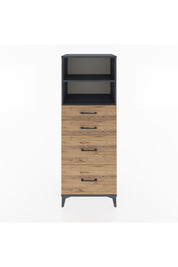 Hyperion Dolap 2 Raflı 4 Çekmeceli 60x44x163 Antrasit-Çam