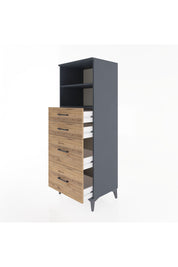 Hyperion Dolap 2 Raflı 4 Çekmeceli 60x44x163 Antrasit-Çam