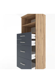 Hyperion Dolap 2 Raflı 4 Çekmeceli 60x44x163 Çam-Antrasit