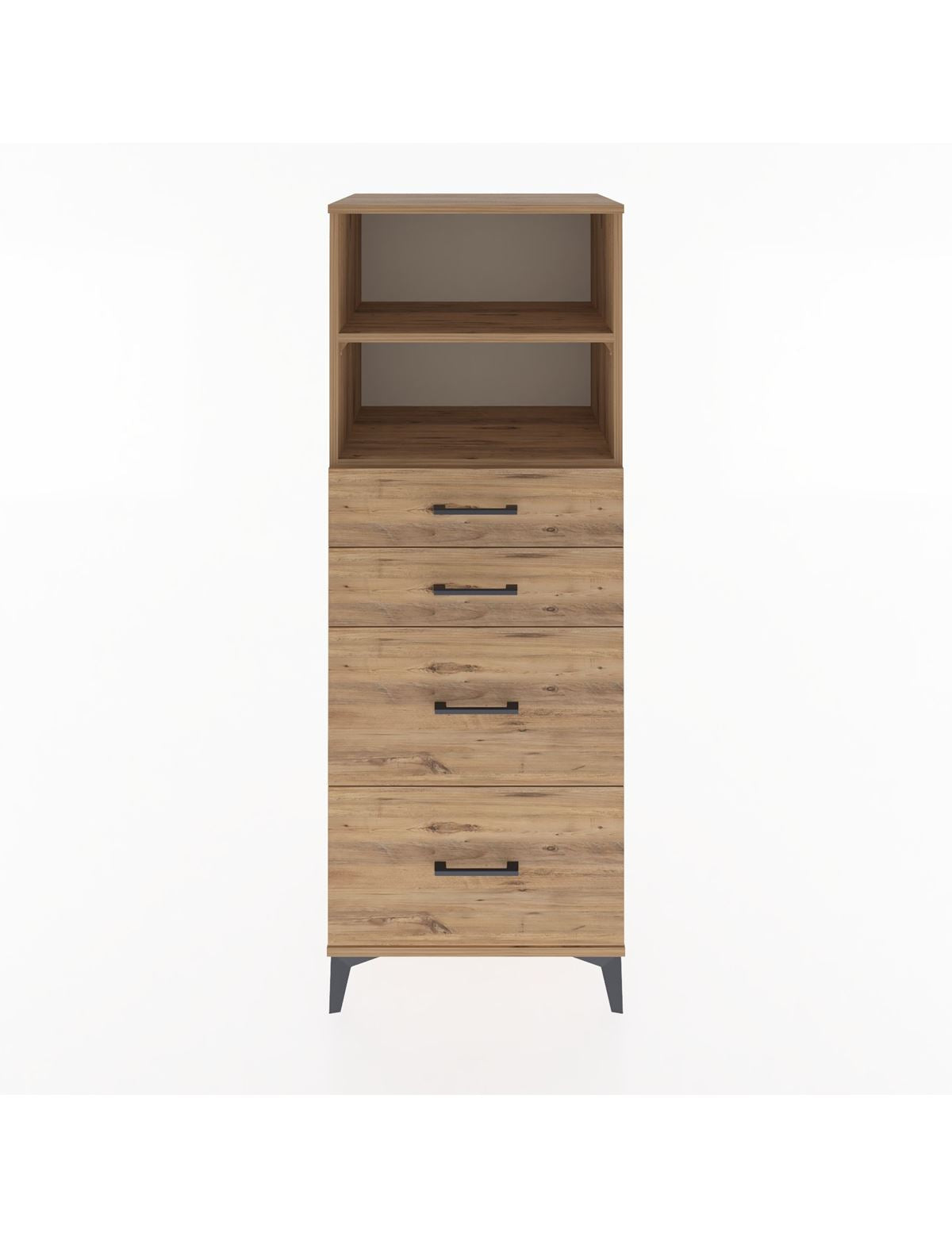 Hyperion Dolap 2 Raflı 4 Çekmeceli 60x44x163 Çam-Çam