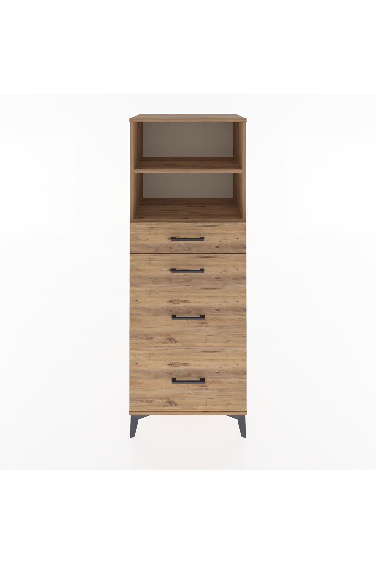 Hyperion Dolap 2 Raflı 4 Çekmeceli 60x44x163 Çam-Çam