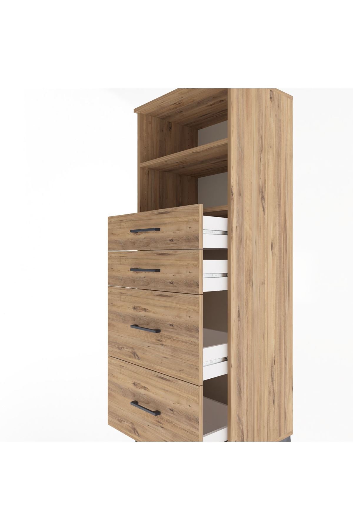 Hyperion Dolap 2 Raflı 4 Çekmeceli 60x44x163 Çam-Çam