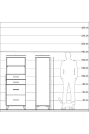 Hyperion Dolap 2 Raflı 4 Çekmeceli 60x44x163 Çam-Çam