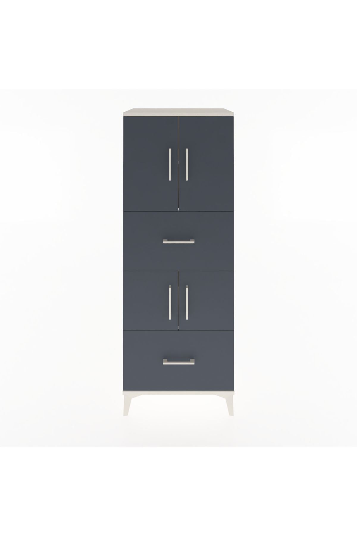 Hyperion Dolap 3 Raflı 2 Çekmeceli 4 Kapaklı 60x44x163 Aytaşı-Antrasit