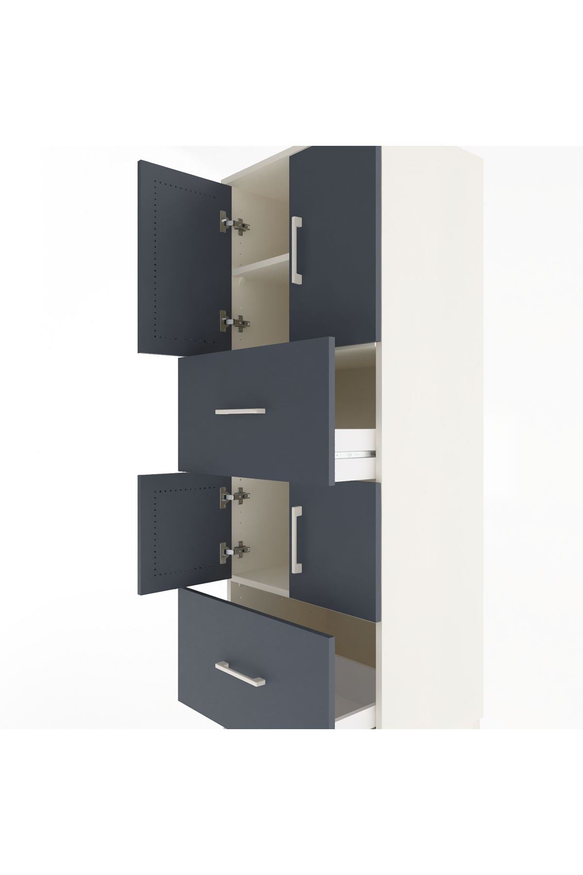 Hyperion Dolap 3 Raflı 2 Çekmeceli 4 Kapaklı 60x44x163 Aytaşı-Antrasit