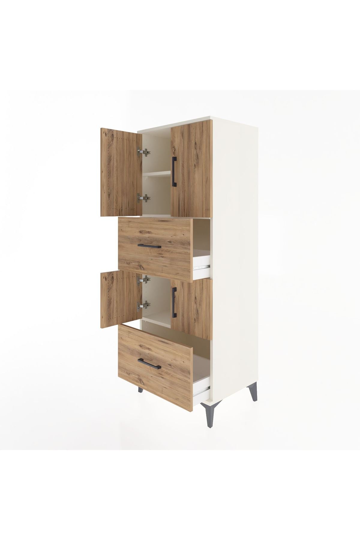 Hyperion Dolap 3 Raflı 2 Çekmeceli 4 Kapaklı 60x44x163 Aytaşı-Çam