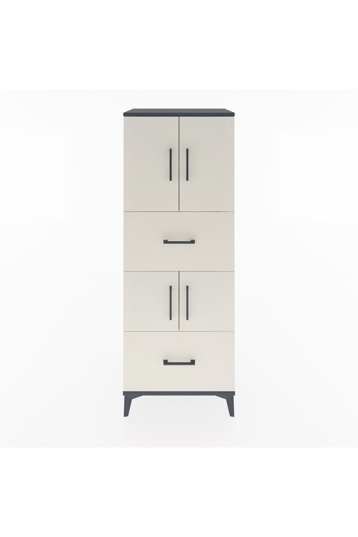 Hyperion Dolap 3 Raflı 2 Çekmeceli 4 Kapaklı 60x44x163 Antrasit-Aytaşı