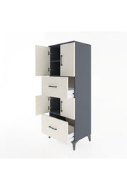 Hyperion Dolap 3 Raflı 2 Çekmeceli 4 Kapaklı 60x44x163 Antrasit-Aytaşı