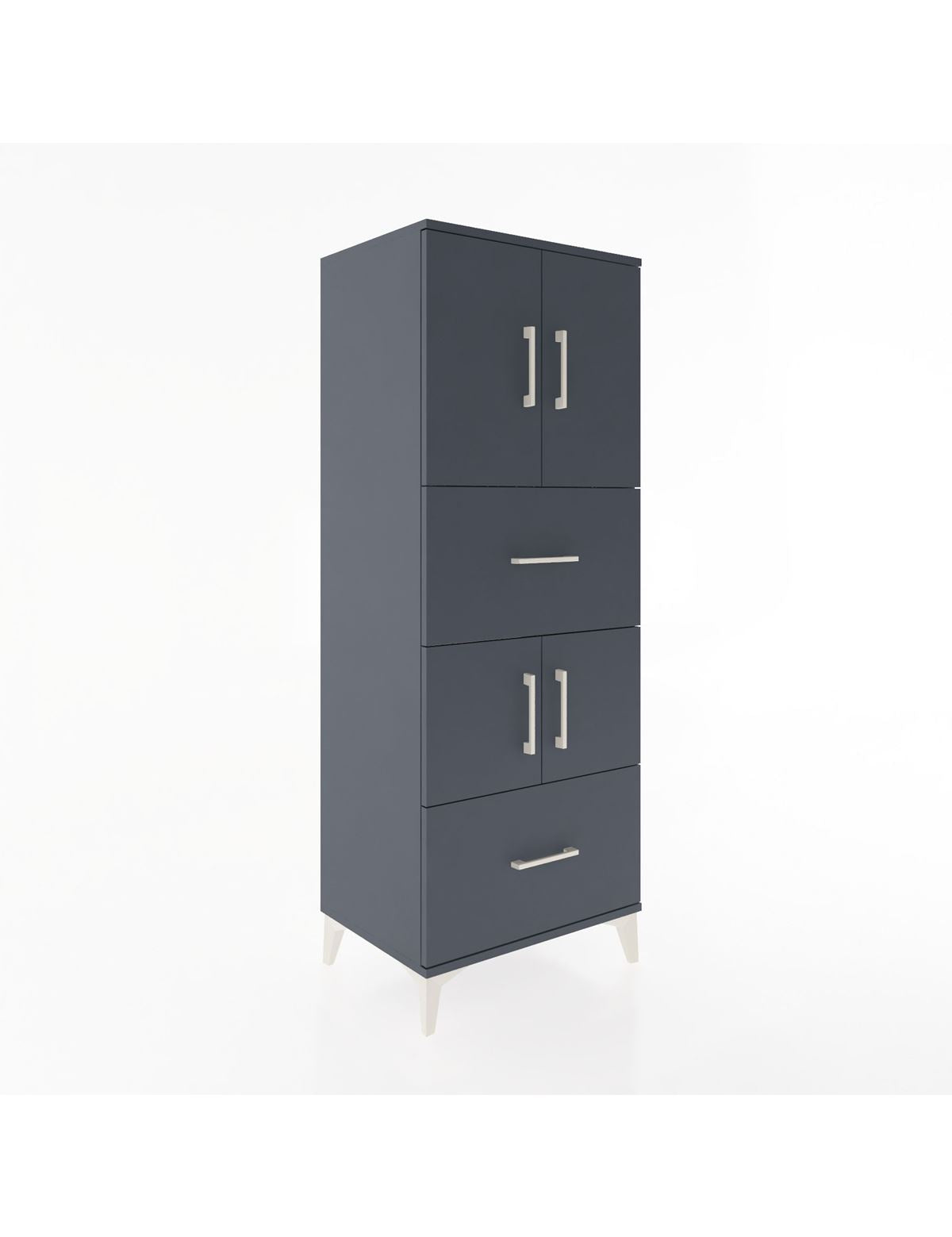 Hyperion Dolap 3 Raflı 2 Çekmeceli 4 Kapaklı 60x44x163 Antrasit-Antrasit