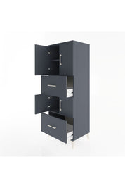 Hyperion Dolap 3 Raflı 2 Çekmeceli 4 Kapaklı 60x44x163 Antrasit-Antrasit