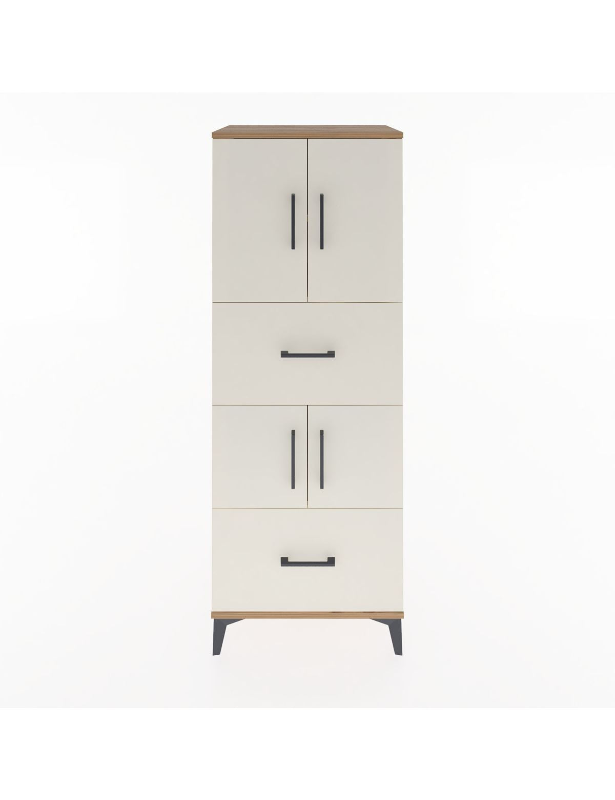 Hyperion Dolap 3 Raflı 2 Çekmeceli 4 Kapaklı 60x44x163 Çam-Aytaşı