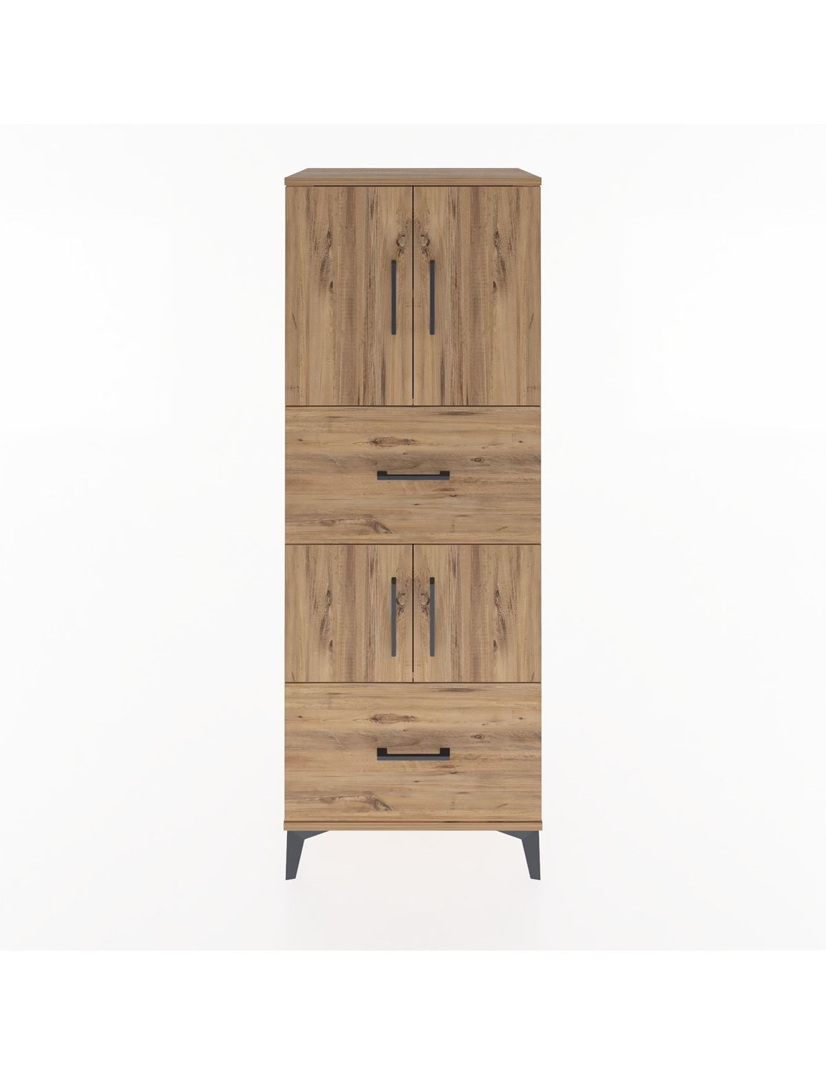 Hyperion Dolap 3 Raflı 2 Çekmeceli 4 Kapaklı 60x44x163 Çam-Çam