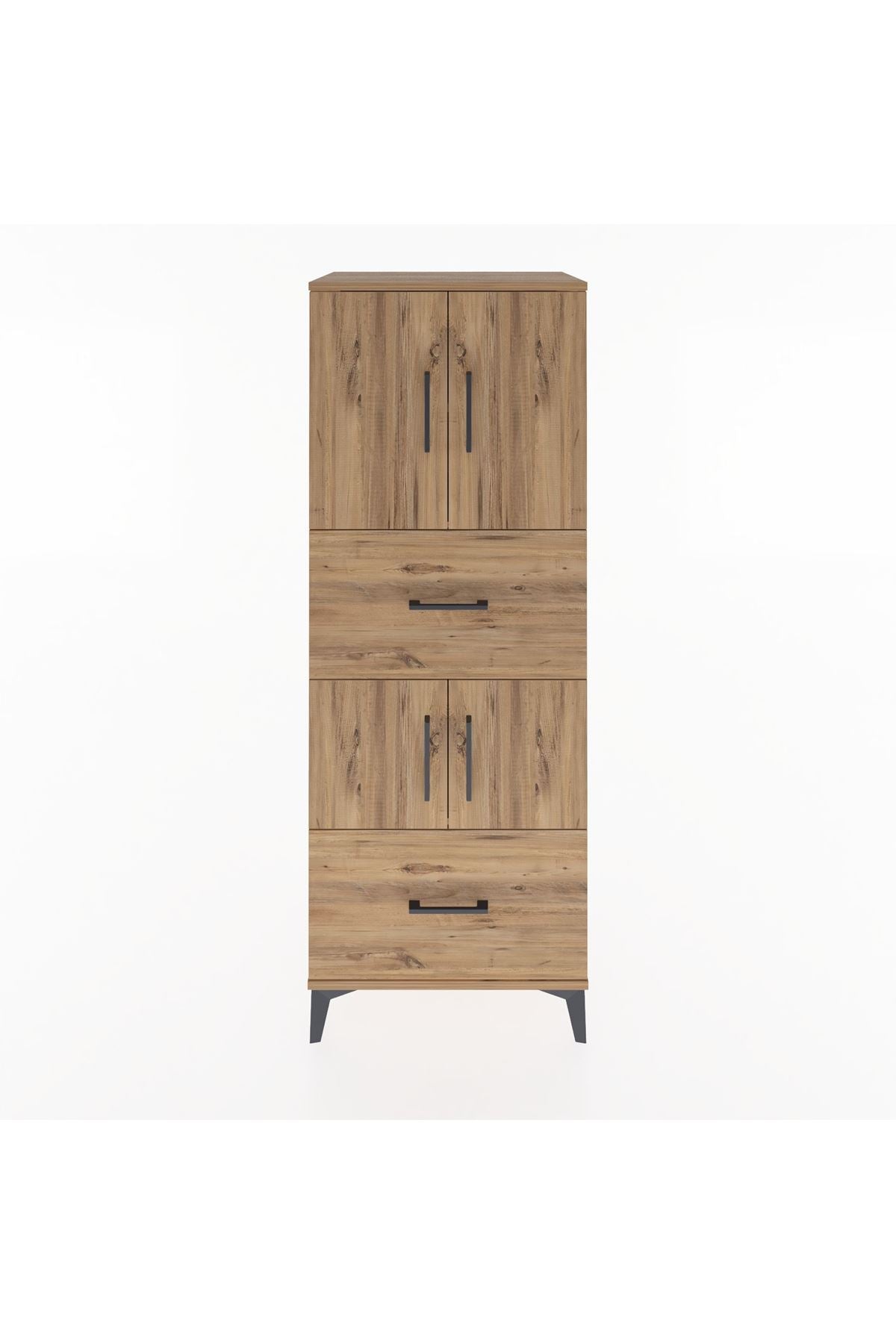 Hyperion Dolap 3 Raflı 2 Çekmeceli 4 Kapaklı 60x44x163 Çam-Çam