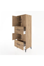 Hyperion Dolap 3 Raflı 2 Çekmeceli 4 Kapaklı 60x44x163 Çam-Çam