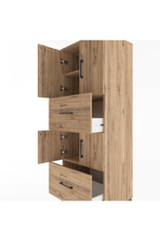 Hyperion Dolap 3 Raflı 2 Çekmeceli 4 Kapaklı 60x44x163 Çam-Çam