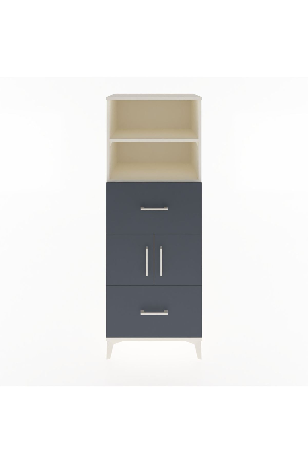 Hyperion Dolap 3 Raflı 2 Çekmeceli 2 Kapaklı 60x44x163 Aytaşı-Antrasit