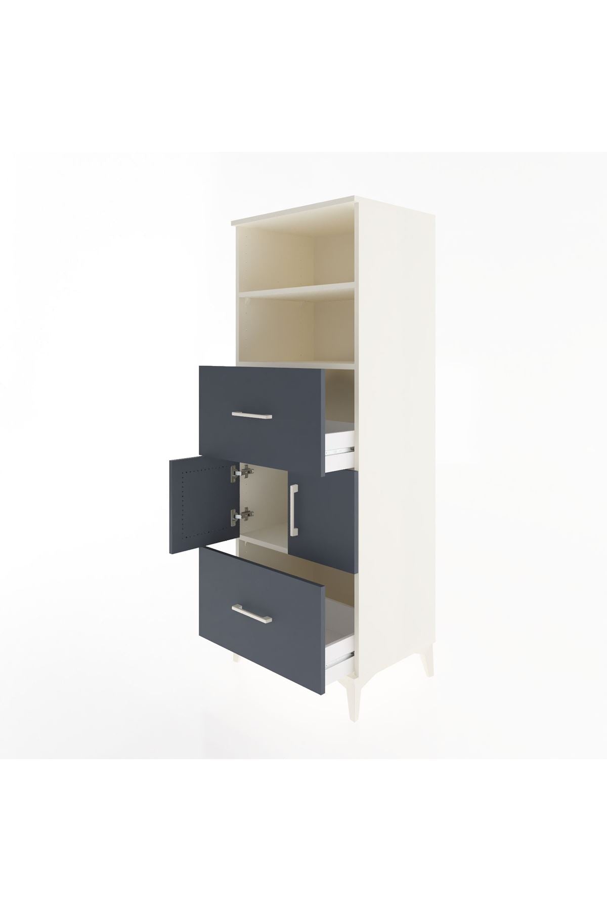 Hyperion Dolap 3 Raflı 2 Çekmeceli 2 Kapaklı 60x44x163 Aytaşı-Antrasit