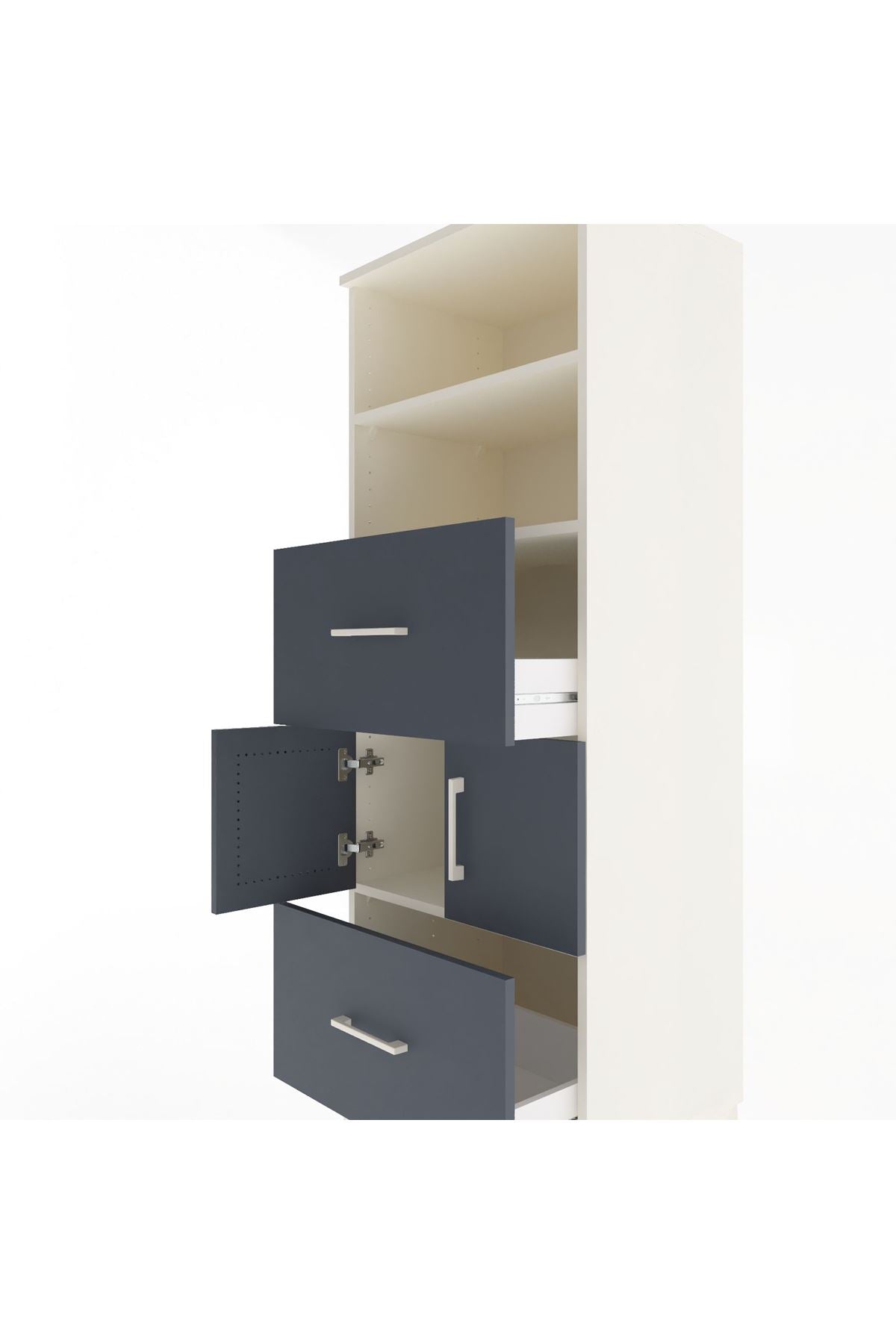 Hyperion Dolap 3 Raflı 2 Çekmeceli 2 Kapaklı 60x44x163 Aytaşı-Antrasit