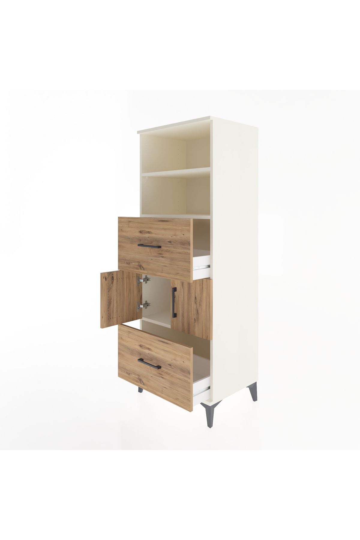 Hyperion Dolap 3 Raflı 2 Çekmeceli 2 Kapaklı 60x44x163 Aytaşı-Çam