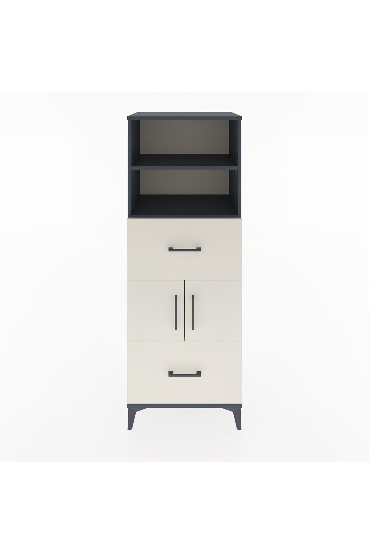 Hyperion Dolap 3 Raflı 2 Çekmeceli 2 Kapaklı 60x44x163 Antrasit-Aytaşı