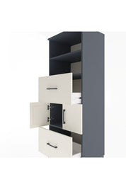 Hyperion Dolap 3 Raflı 2 Çekmeceli 2 Kapaklı 60x44x163 Antrasit-Aytaşı