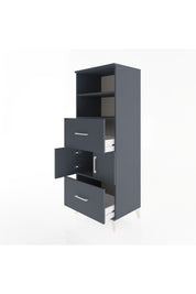 Hyperion Dolap 3 Raflı 2 Çekmeceli 2 Kapaklı 60x44x163 Antrasit-Antrasit