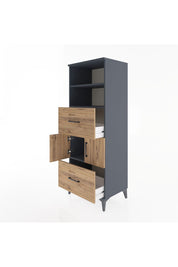 Hyperion Dolap 3 Raflı 2 Çekmeceli 2 Kapaklı 60x44x163 Antrasit-Çam