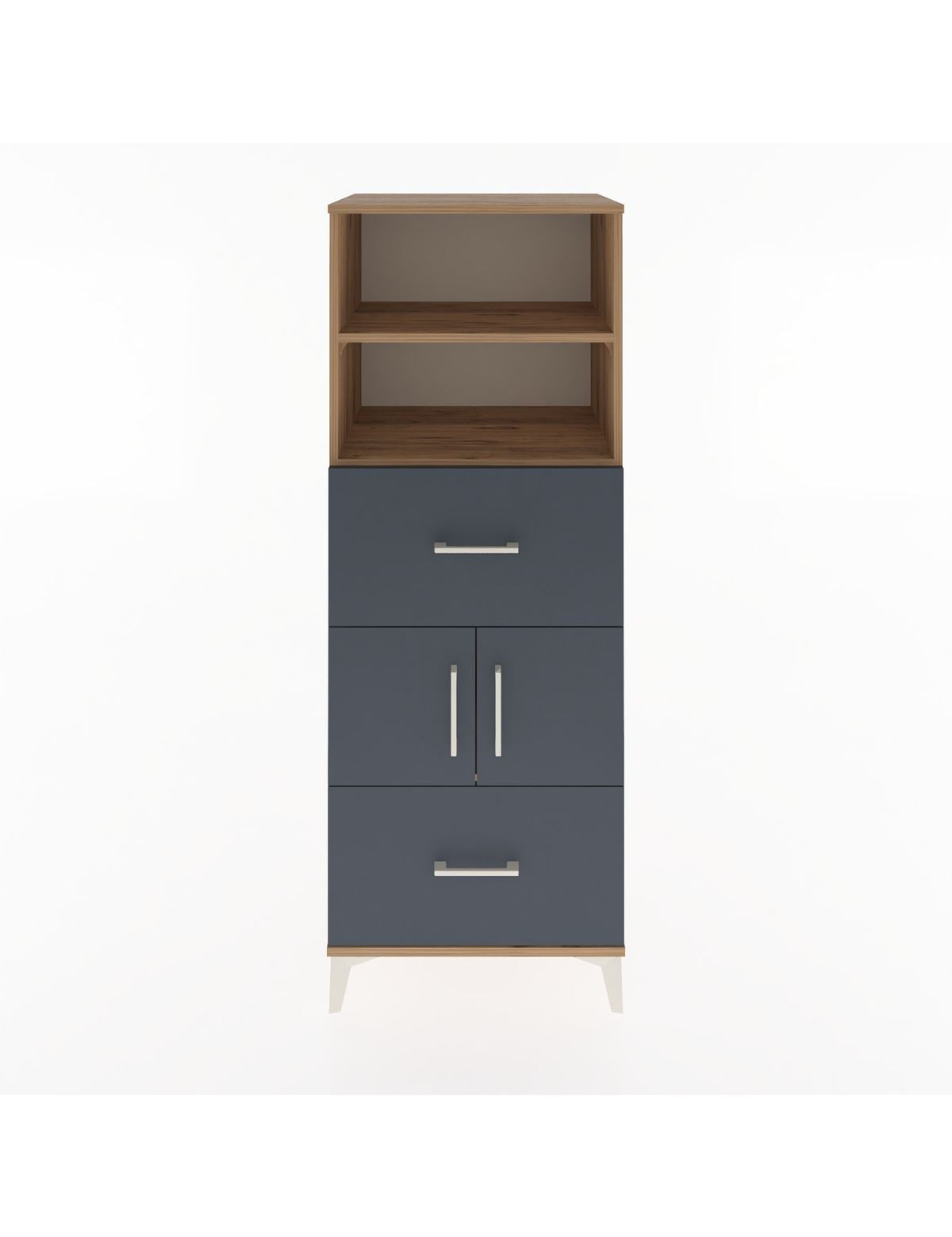 Hyperion Dolap 3 Raflı 2 Çekmeceli 2 Kapaklı 60x44x163 Çam-Antrasit