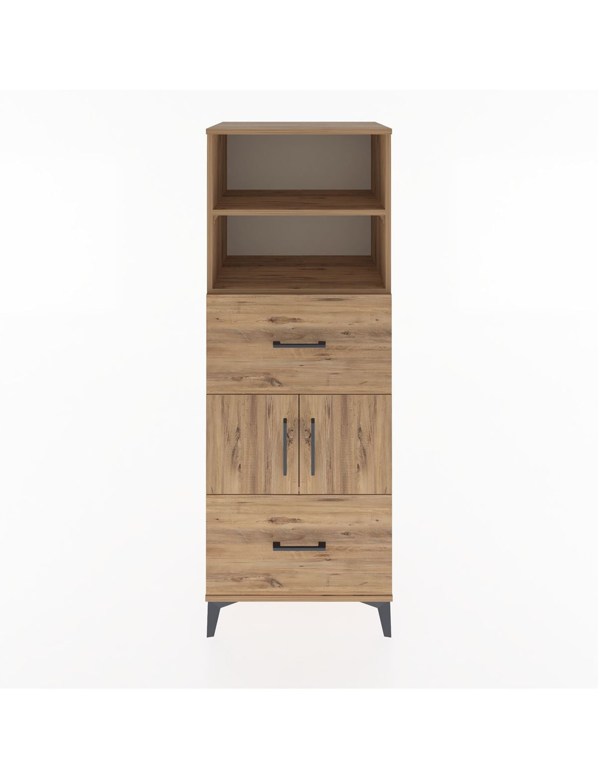 Hyperion Dolap 3 Raflı 2 Çekmeceli 2 Kapaklı 60x44x163 Çam-Çam