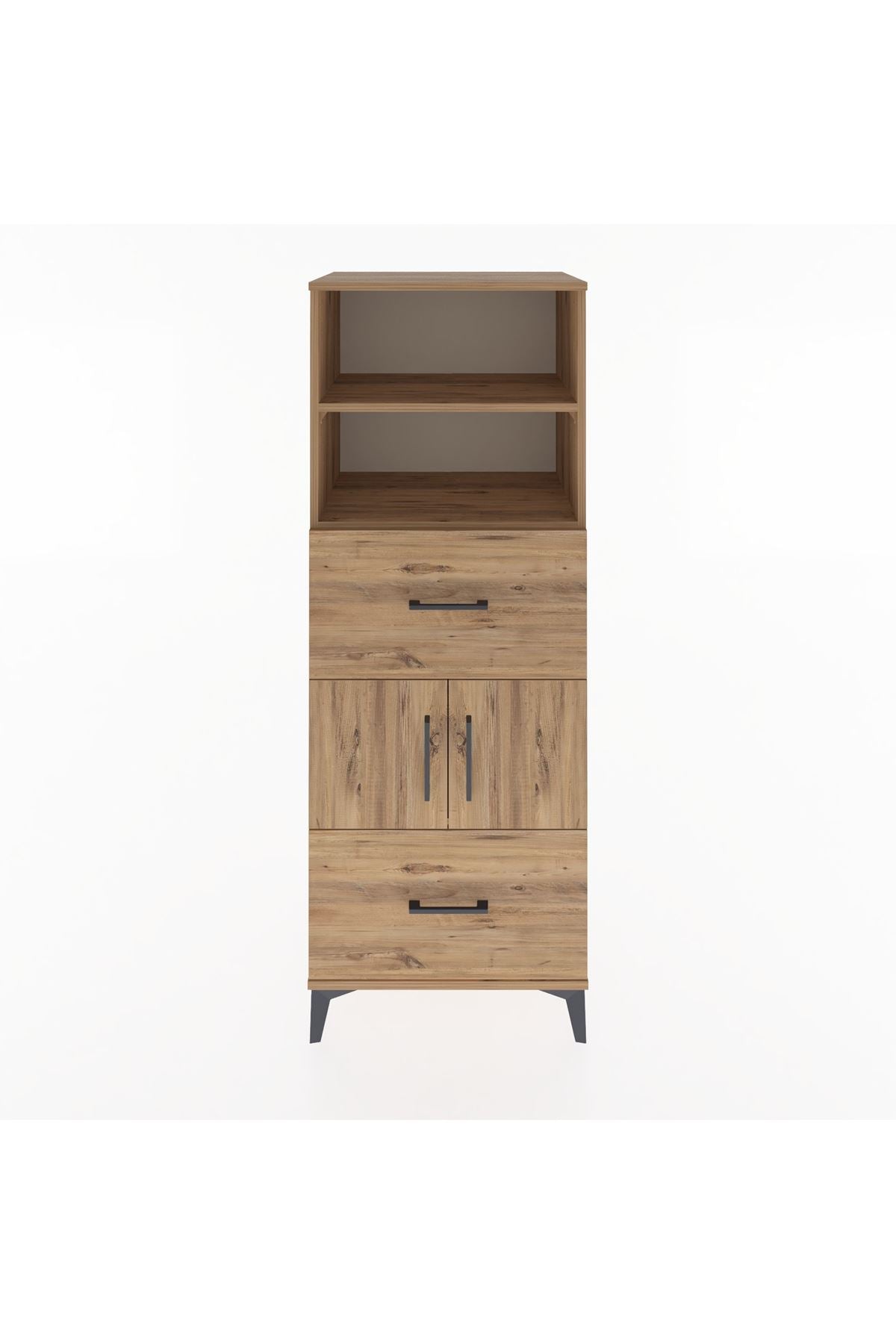 Hyperion Dolap 3 Raflı 2 Çekmeceli 2 Kapaklı 60x44x163 Çam-Çam