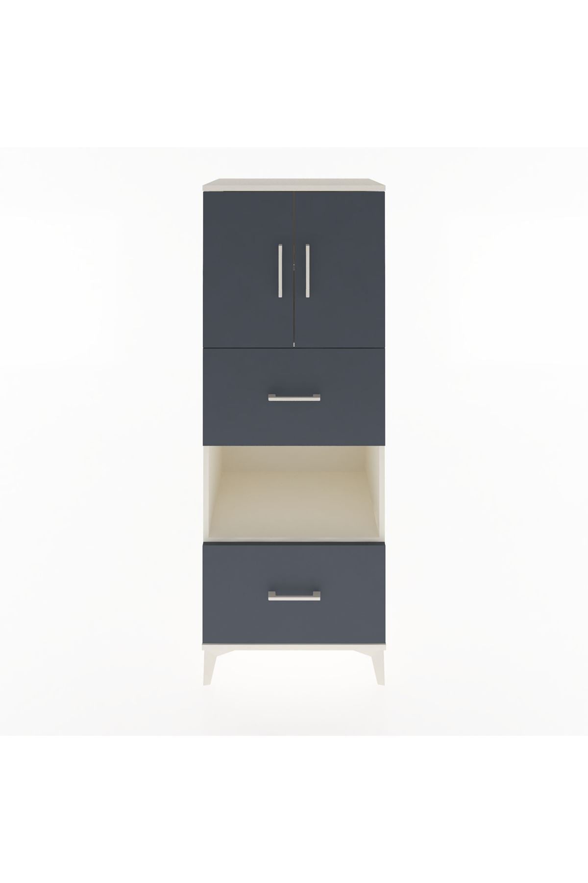 Hyperion Dolap 3 Raflı 2 Çekmeceli 2 Kapaklı 60x44x163 Aytaşı-Antrasit