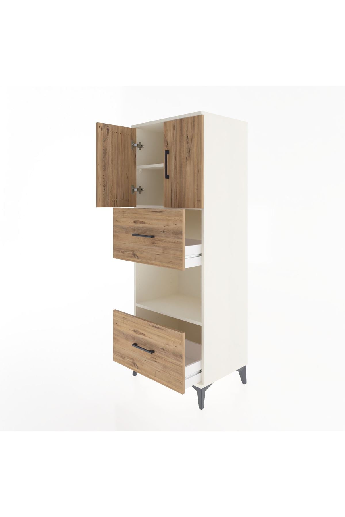 Hyperion Dolap 3 Raflı 2 Çekmeceli 2 Kapaklı 60x44x163 Aytaşı-Çam