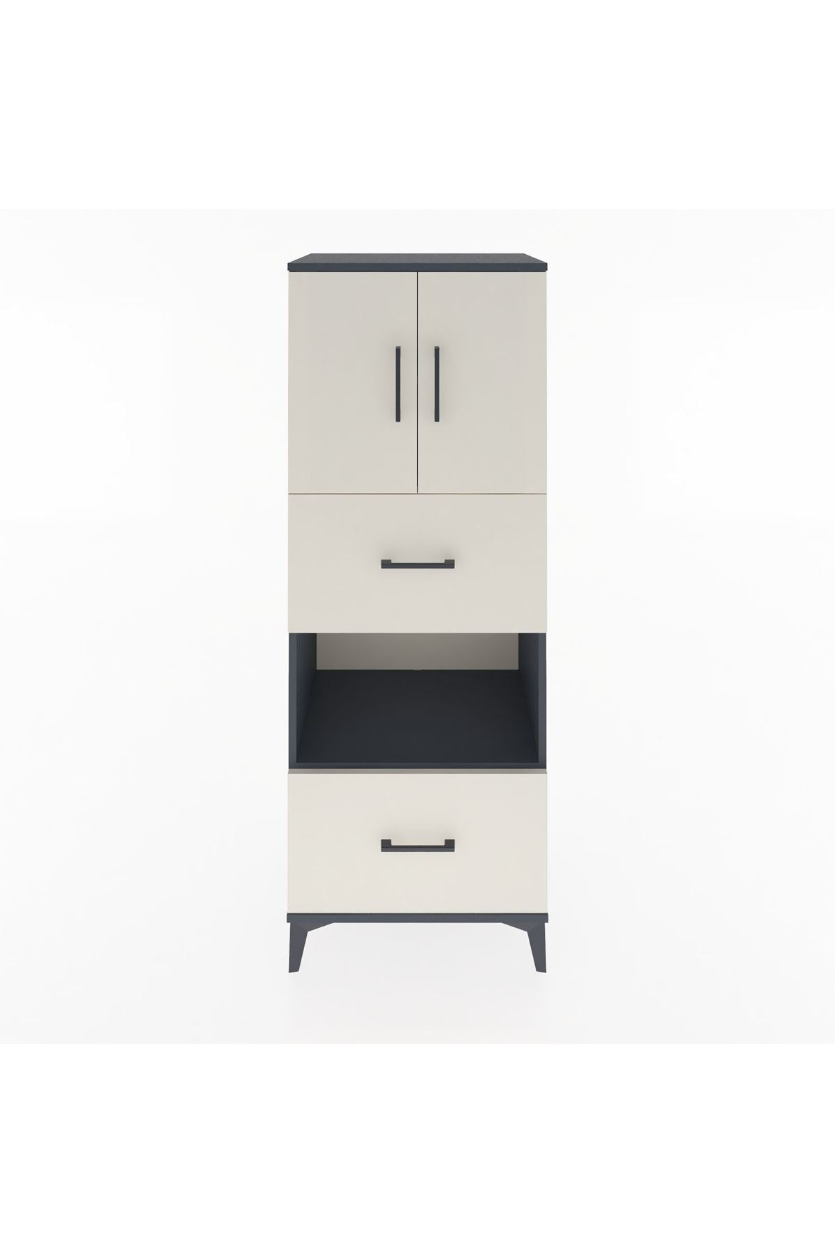 Hyperion Dolap 3 Raflı 2 Çekmeceli 2 Kapaklı 60x44x163 Antrasit-Aytaşı