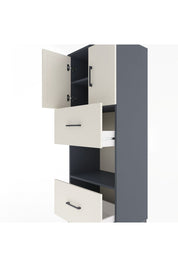 Hyperion Dolap 3 Raflı 2 Çekmeceli 2 Kapaklı 60x44x163 Antrasit-Aytaşı