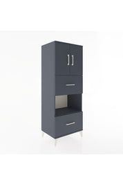 Hyperion Dolap 3 Raflı 2 Çekmeceli 2 Kapaklı 60x44x163 Antrasit-Antrasit