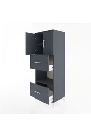Hyperion Dolap 3 Raflı 2 Çekmeceli 2 Kapaklı 60x44x163 Antrasit-Antrasit