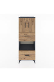 Hyperion Dolap 3 Raflı 2 Çekmeceli 2 Kapaklı 60x44x163 Antrasit-Çam