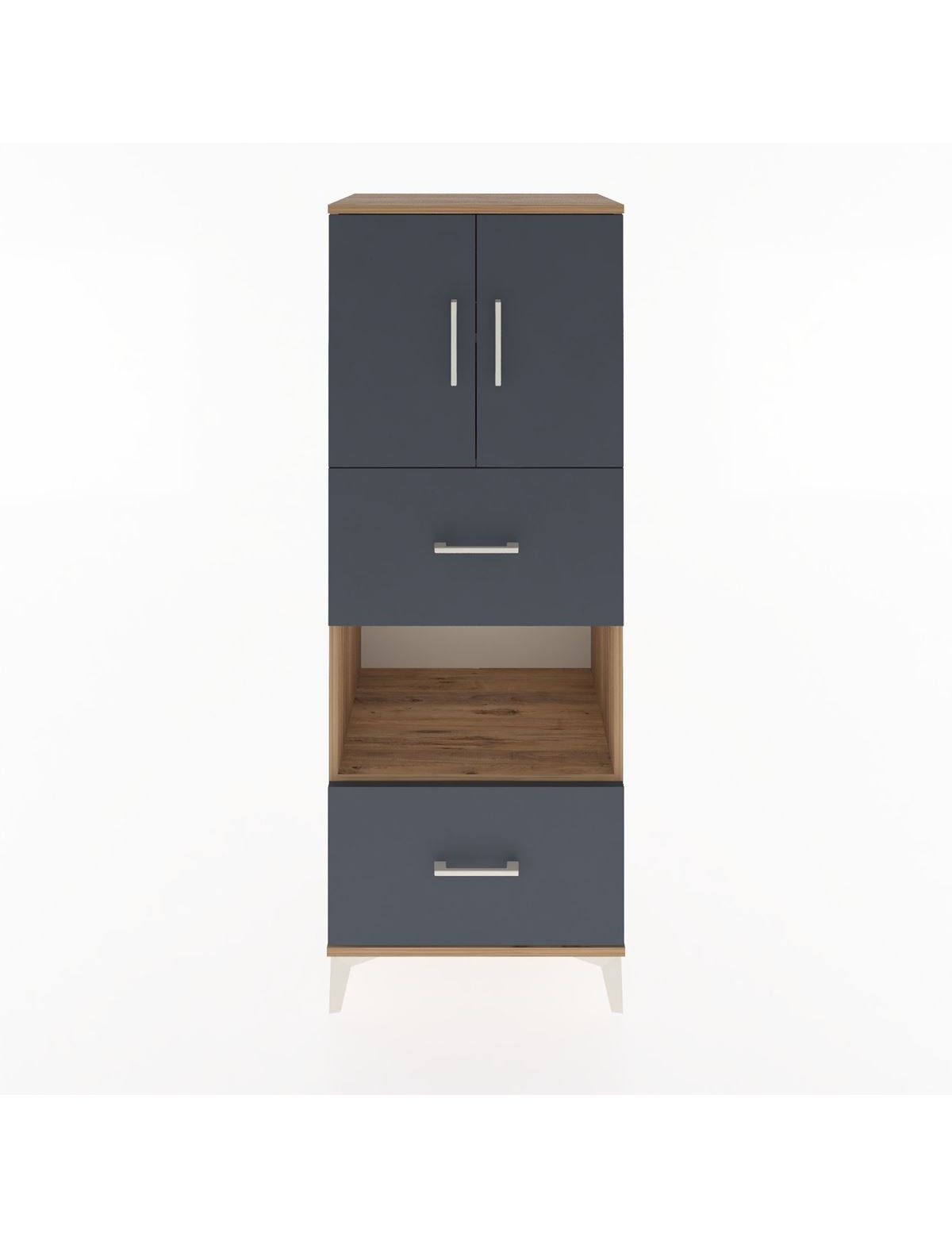 Hyperion Dolap 3 Raflı 2 Çekmeceli 2 Kapaklı 60x44x163 Çam-Antrasit