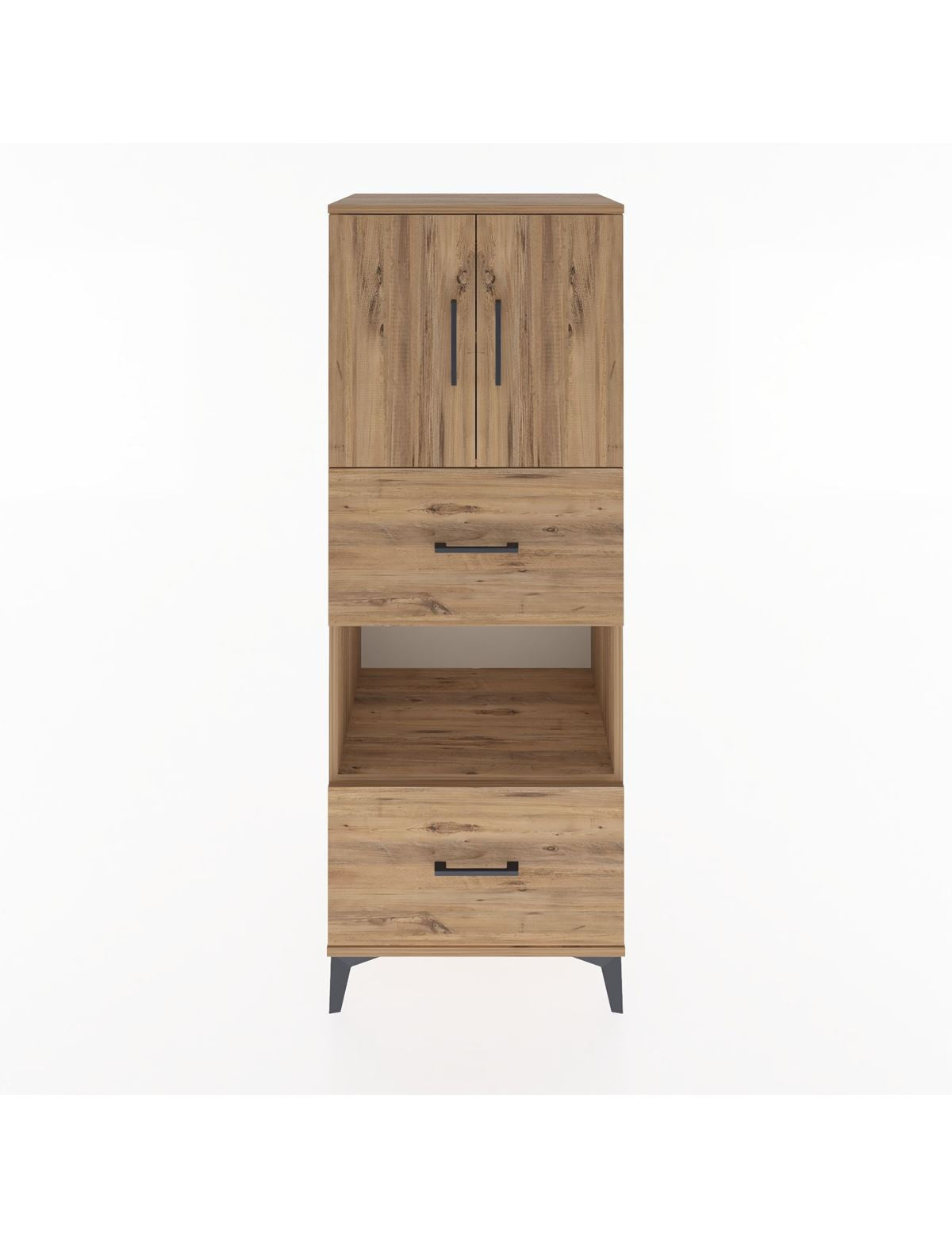 Hyperion Dolap 3 Raflı 2 Çekmeceli 2 Kapaklı 60x44x163 Çam-Çam