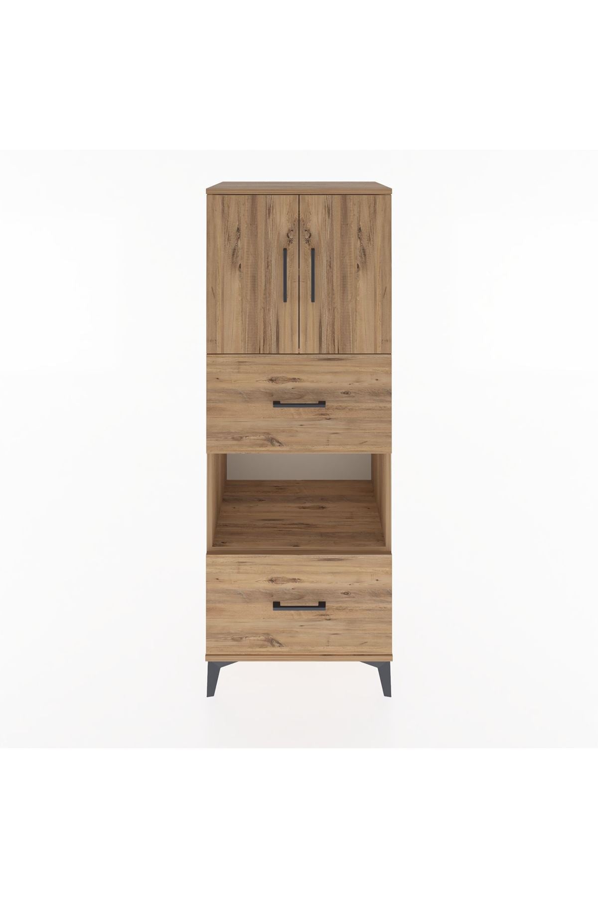 Hyperion Dolap 3 Raflı 2 Çekmeceli 2 Kapaklı 60x44x163 Çam-Çam