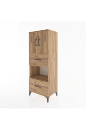 Hyperion Dolap 3 Raflı 2 Çekmeceli 2 Kapaklı 60x44x163 Çam-Çam