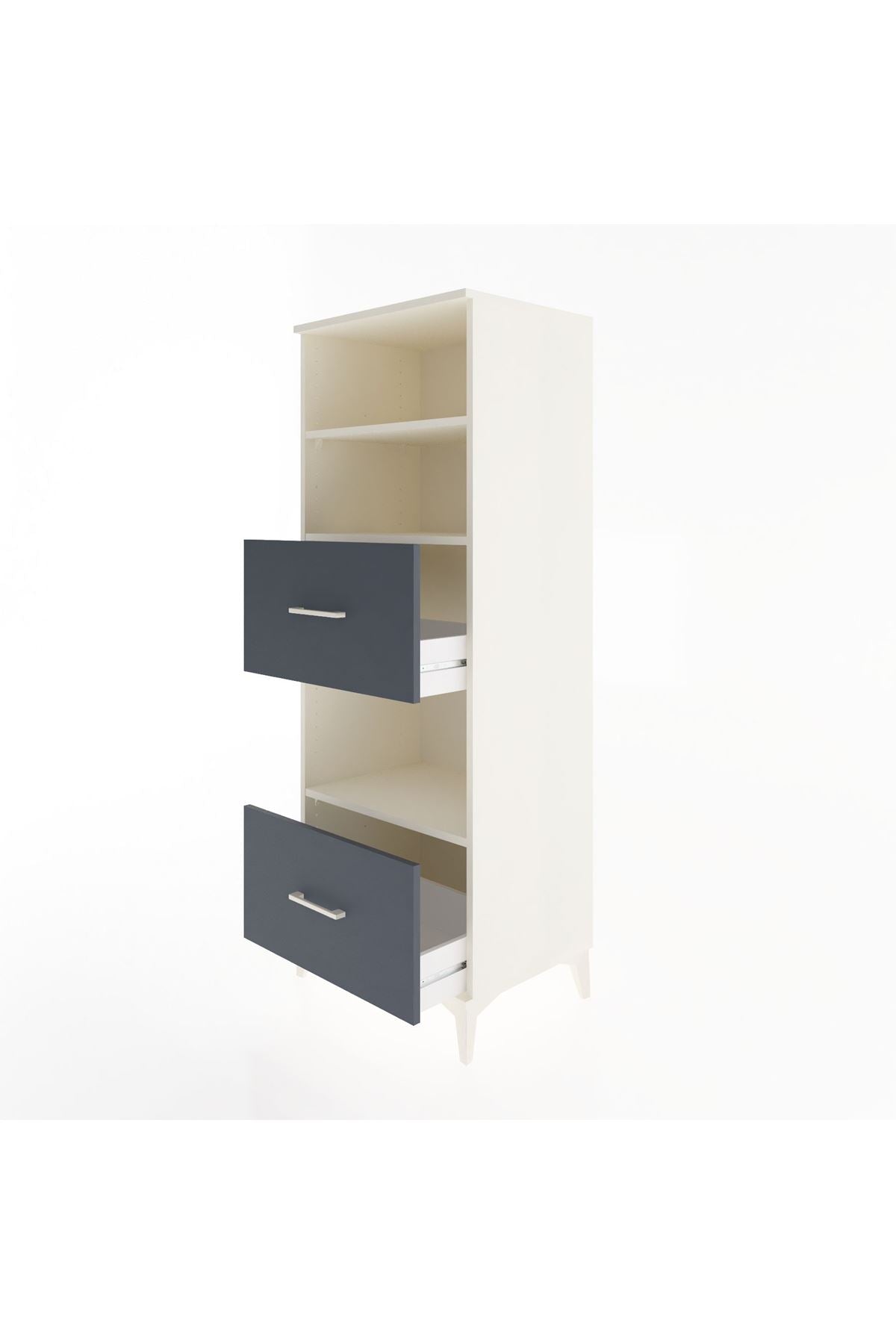 Hyperion Dolap 3 Raflı 2 Çekmeceli 60x44x163 Aytaşı-Antrasit