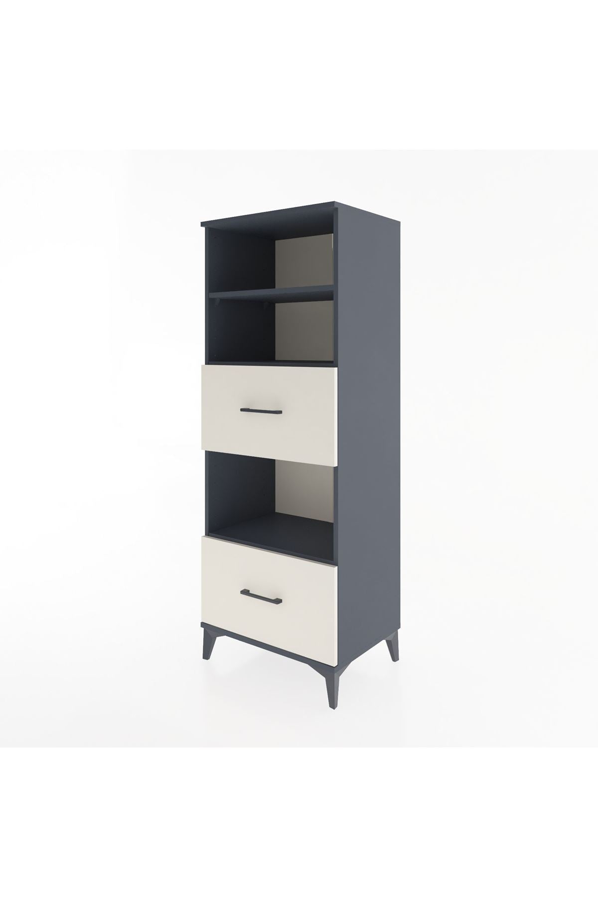 Hyperion Dolap 3 Raflı 2 Çekmeceli 60x44x163 Antrasit-Aytaşı