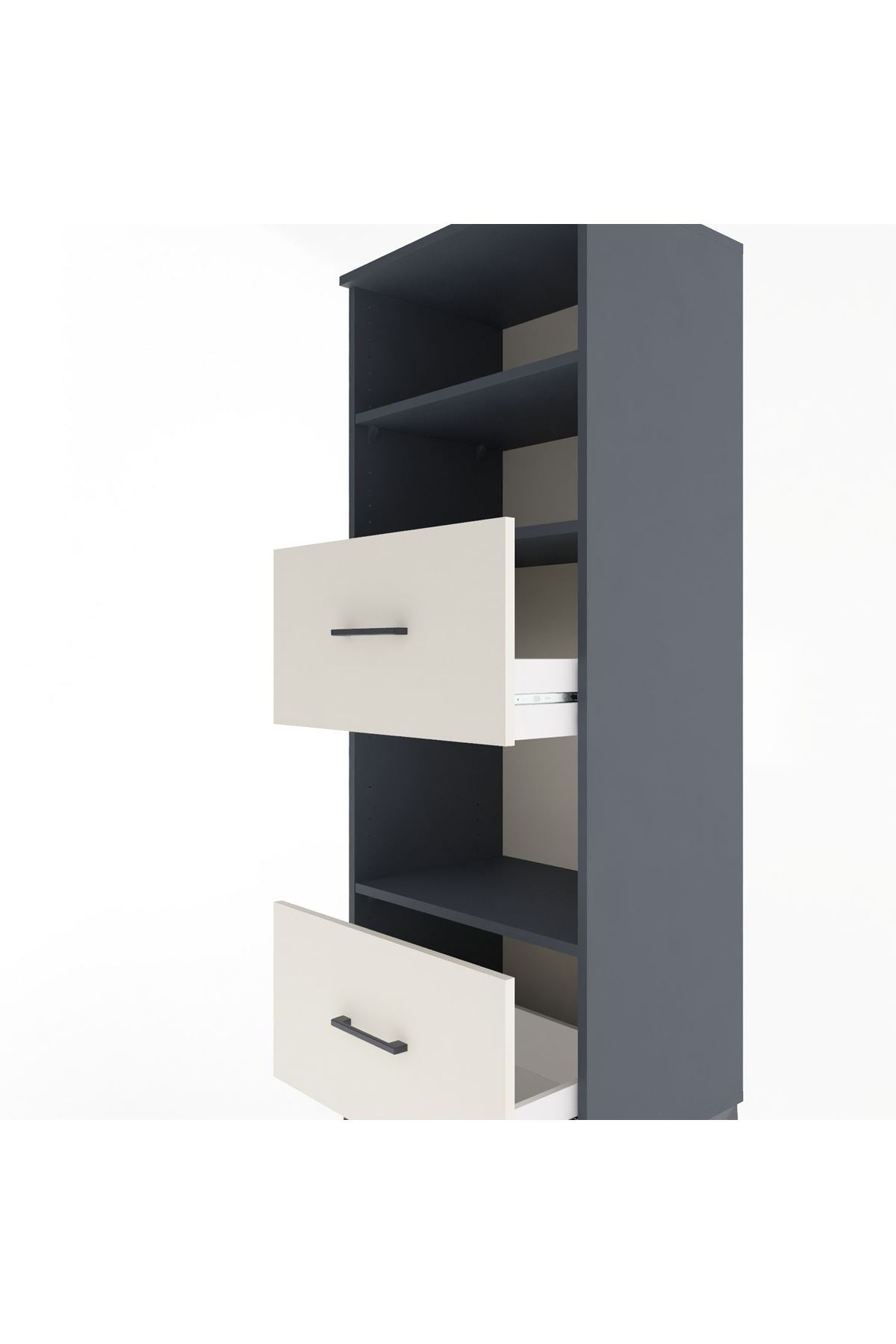 Hyperion Dolap 3 Raflı 2 Çekmeceli 60x44x163 Antrasit-Aytaşı