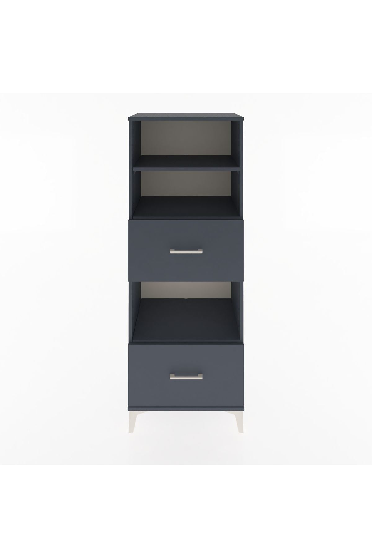 Hyperion Dolap 3 Raflı 2 Çekmeceli 60x44x163 Antrasit-Antrasit