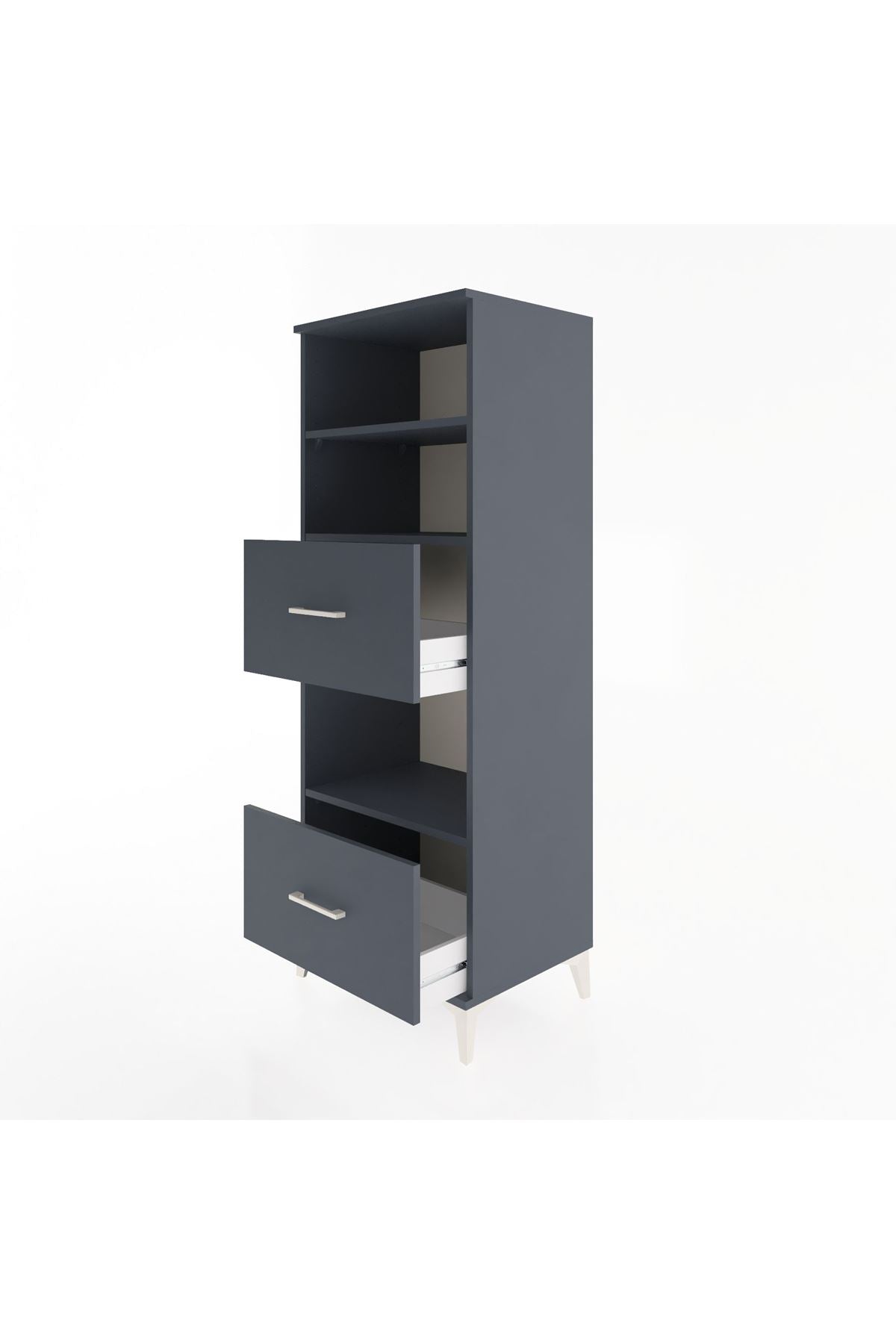 Hyperion Dolap 3 Raflı 2 Çekmeceli 60x44x163 Antrasit-Antrasit