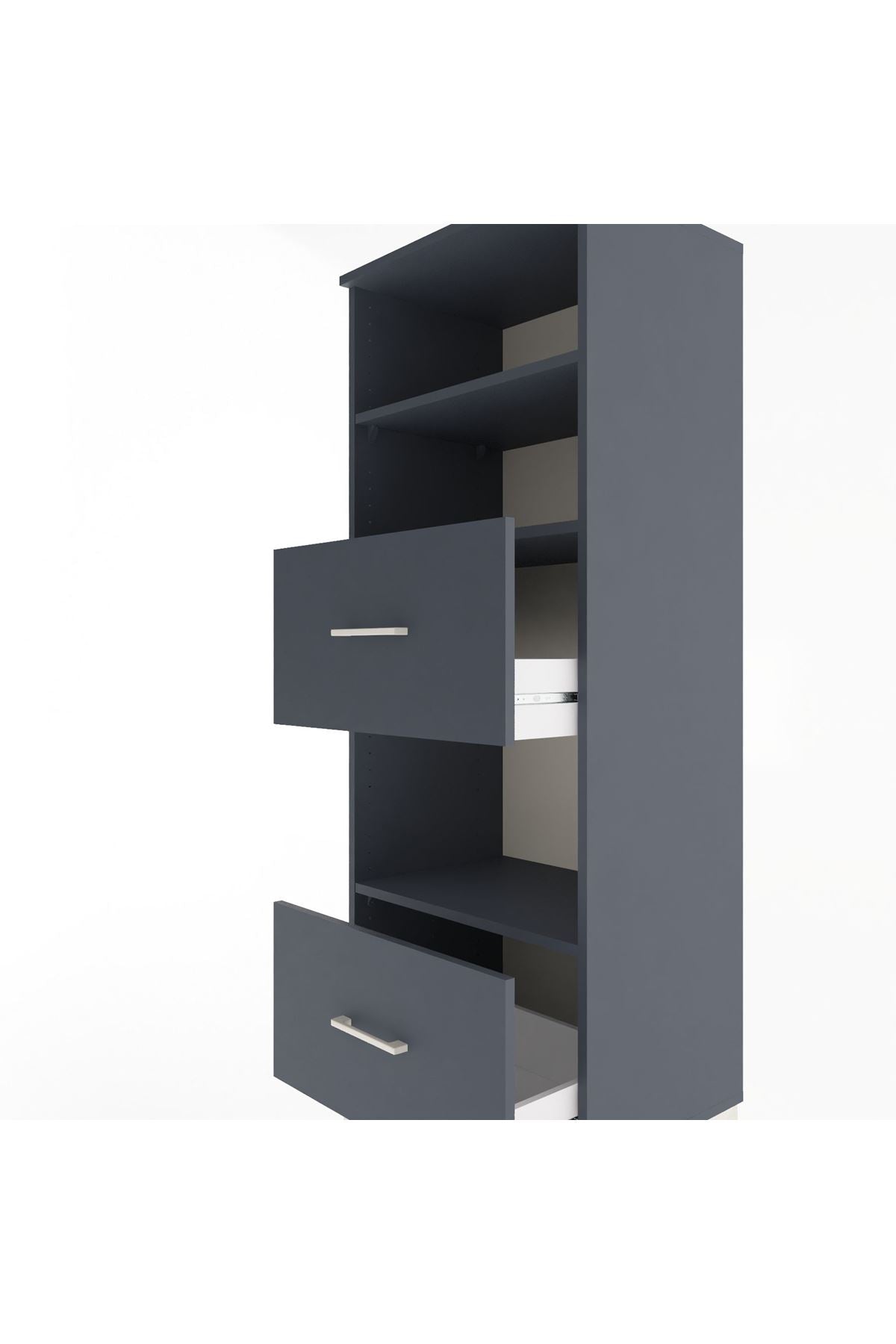 Hyperion Dolap 3 Raflı 2 Çekmeceli 60x44x163 Antrasit-Antrasit